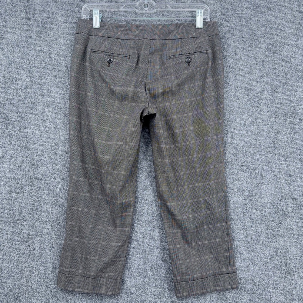 Ann Taylor LOFT Plaid Cropped Pants Women 4P Cotton Gray - Picture 2 of 8